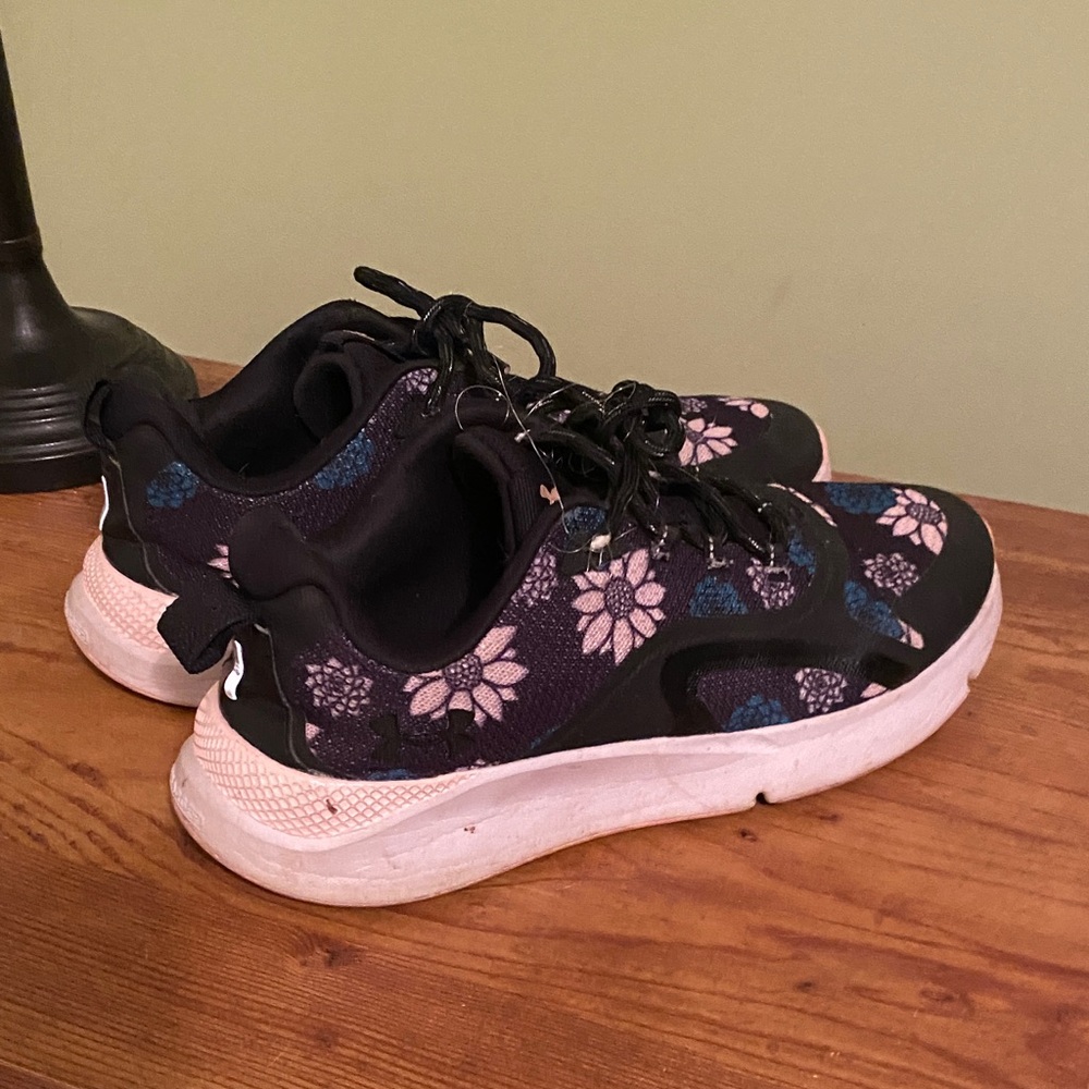 Under Armour Black with Pink and Teal Floral Tennis Shoes - Picture 3 of 7